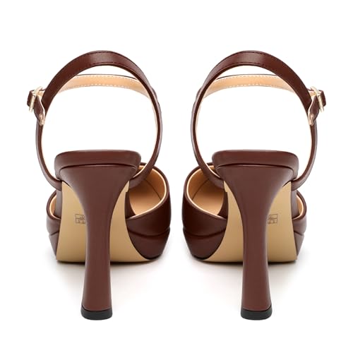 Womens Platform High Heels Pointed Toe Ankle Strap Buckle Stiletto High Heel Pumps Party Evening Dress Shoes 4 Inch4