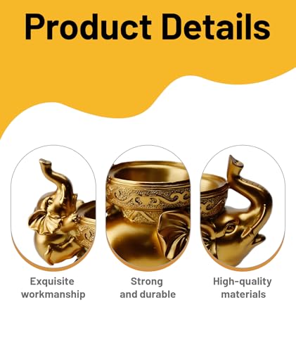 Image of 1pce Golden Elephant showpiece，Elephant Statue for Good Luck，Back Candle Holder, Decorative Items for Living Room, Home Decoration Items for Living Room