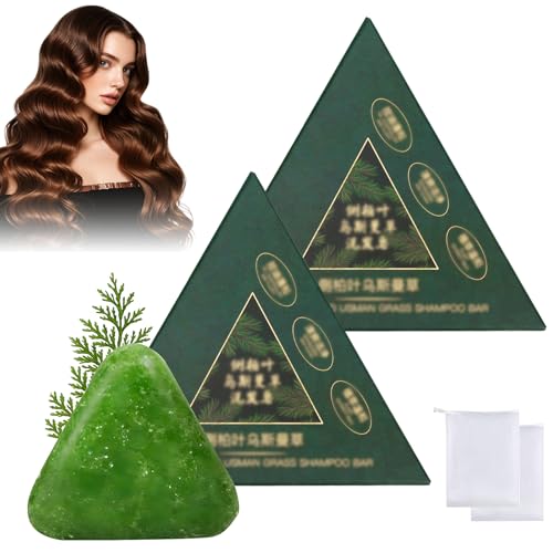 Nature Triangle Shampooing Bar, Usman Shampooing solide végétal, nettoyage doux et hydratant, savon pour Le Renforcement, L'éPaississement Et Le Volume