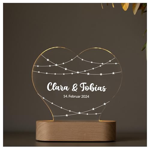 Geschenkfreude LED Acrylglas mit Namen personalisiert Paar...