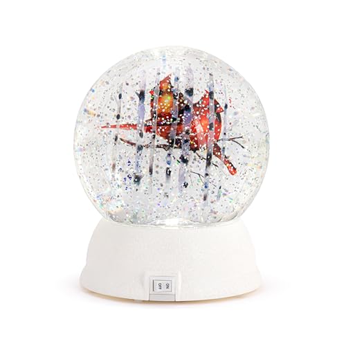 Decoración navideña iluminada de bosque con cardenales para regalar 5
