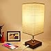 USB Bedside Table Lamp, Seealle Solid Wood Nightstand Lamp, Minimalist Bedside Desk Lamp With USB Charging Port,Unique Lampshde,Convenient Pull Chain, Perfect for Living Room, Bedroom(Havana Brown)