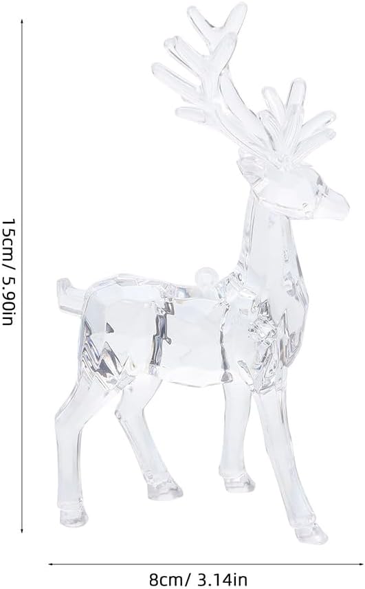 OUNONA Transparent Acrylic Elk Pendant 6Pcs Clear Reindeer Hanging Ornaments for Christmas Home Decoration DIY Holiday Decor 5.9X3.1 Inch Christmas Reindeer Decor