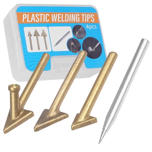 MERWOF 4PCS Plastic Welding Replacement Tips, Soldering Iron Gun Tips, Triangular Copper Head Welder Accessories for Car Bumper Repair