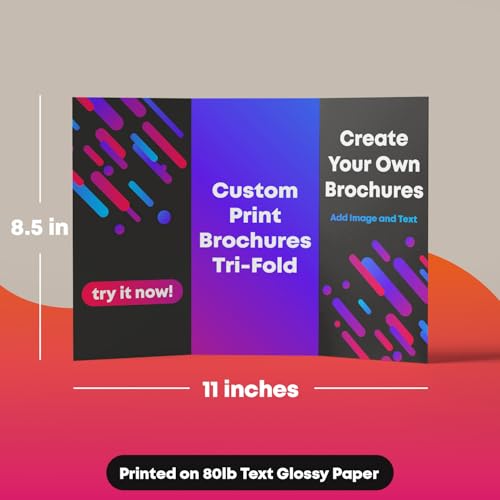 Custom Printing Tri Fold Gloss Brochures and Flyers - Add, Upload Your Own Image, LOGO, Text - Personalized Design for Businesses - 8.5\" x 11\" Printing Glossy Paper (50, Double-Sided Printing) - Thumbnail 2