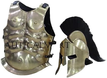 NauticalMart Roman Greek Muscle Armor Medieval Cuirass with Spartan Helmet Set Halloween