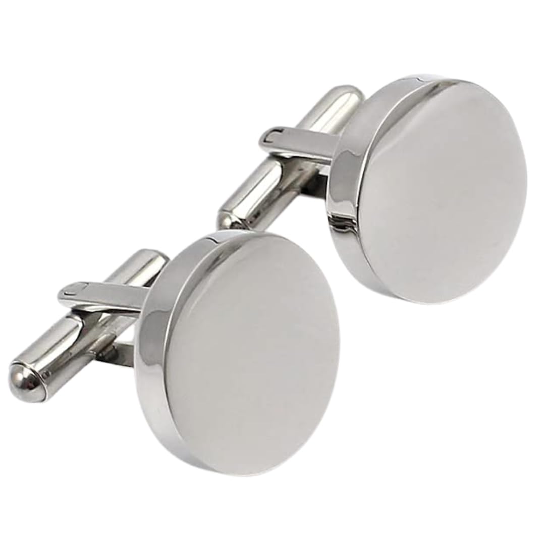 the men thing Cufflinks for Men - Pure Titanium Steel Silver Mirror Shiny Cuff Links for Men and Boys (Size 15-20mm)-picture-1