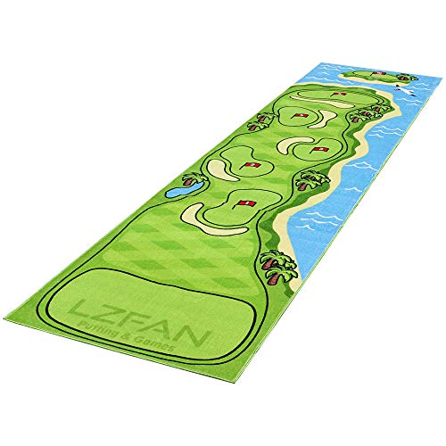 LZFAN Indoor-Golf-Putting-Matte, rutschfeste Trainingsausrüstung, 3 m große Profi-Trainingsübungen und lustige Spielmatte für alle Altersgruppen und Fähigkeiten Cover