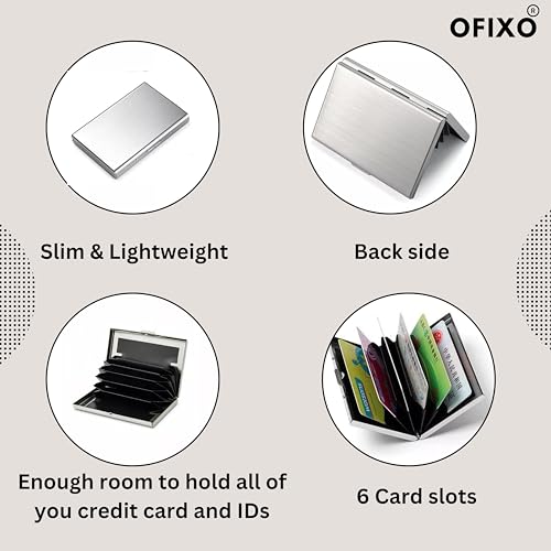 Image of OFIXO Credit Card Holder Protector Stainless Steel Credit Card Wallet Slim Metal Credit Card Case for Men and Women (MT-Silve)