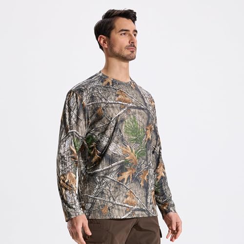 LOOGU Men's Camo Shirt Lightweight Turkey Hunting Shirt Camouflage Shirts for Men Long Sleeve Shirt4