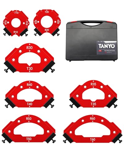 TANYO 7pcs Router Corner Radius Template 3 in 1 Radius Jig T10-60 R10-60