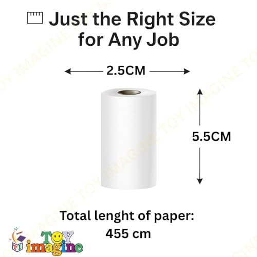 Image of Toy Imagine Non-Sticky Thermal Printer Paper Roll - 2.5 Inch White | 58mm Mini Thermal Roll for Kids Camera, Label, Photo Printers & Billing - Pack of 10