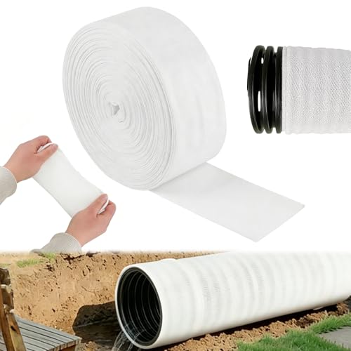 4 x 50 French Drain Fabric with Precision-Woven Mesh Elastic & Snug Fit for 4-Inch Pipes Durable Drainage Fabric for French Drain Pipe