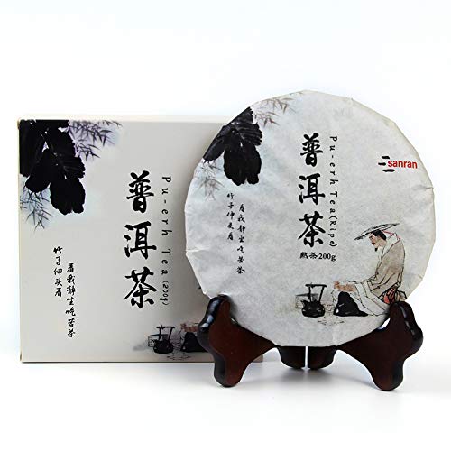 SANRAN Pu erh tea, Aged Ripe Puerh Tea Cake, Chinese Yunnan Fermented Pu Erh Black Teas, 7.1oz/Pack
