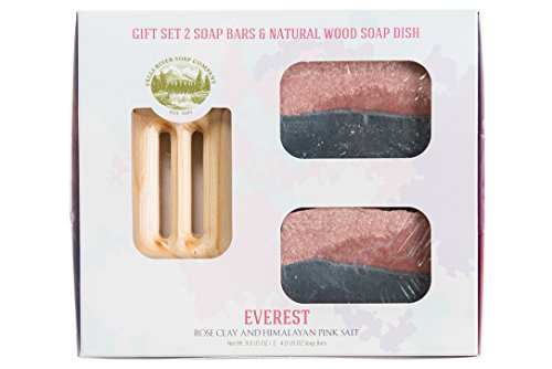 Himalayan Pink Salt Bar Soap Bar with Rose (Everest) - Handmade Organic with Essential Oils. Natural Moisturizing Body Soap for Skin and Face. With Shea Butter, Coconut Oil