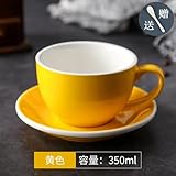350ml/12oz European Colored Coffee Cup And Plate Set Creative Latte Latte Latte Coffee Cup-yellow