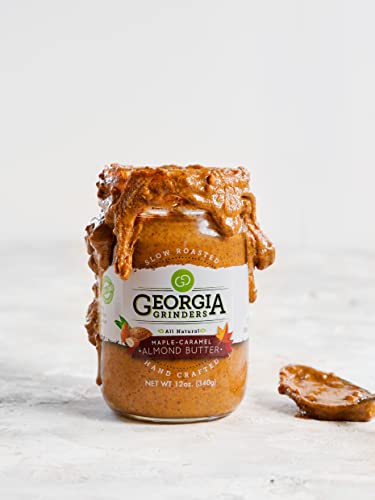Georgia Grinders Maple Caramel Almond Butter 12Oz (2 Ct); Our Signature Almond Butter With An Infusion Of Ever So Sweet Maple Syrup; Non-Gmo, Kosher, Gluten Free, No Palm Oil #TOP5