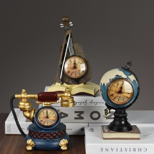 Reloj de escritorio retro con forma de teléfono antiguo para salón 6