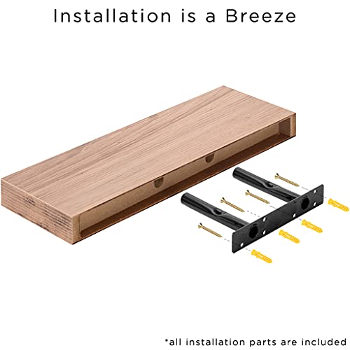 Sorbus Floating Shelf Set — Rustic Engineered Wood Hanging Rectangle Wall Shelves — Perfect For Home Décor, Trophy Display, Photo Frames, And More #TOP3