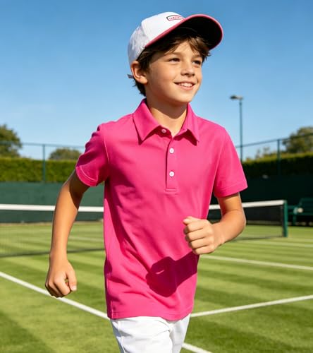 Image of uideazone Boys Polo Shirts Dry Fit Performance Golf Short Sleeve Casual School Uniform Size 5-14