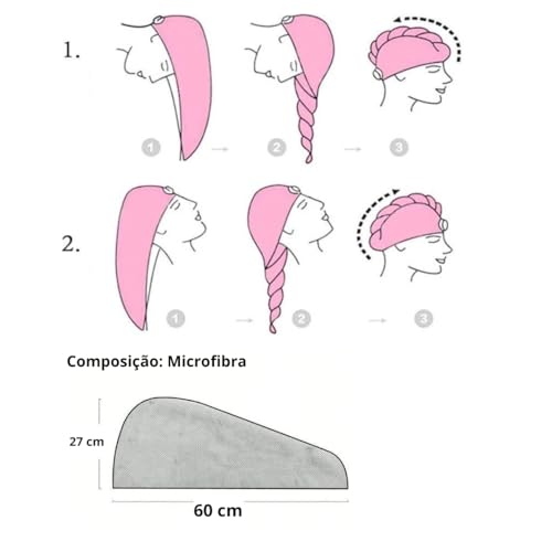 Toucas Toalhas Microfibra | Para Seca Cabelo Rápido Pós Banho | Kit Com 3 Toalha Mágicas Tamanho Úni
