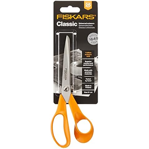 Fiskars Universal Scissors For Right Handed Users, Total Length: 21 cm, Steel/Synthetic Material, Classic, 1000815 Cover