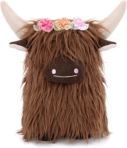 Cxmy Highland Cow Plush,Cute Soft Fluffy Cow Animal Doll Plushies, Throw Pillow Sleep Companion Decor For Adults Kids,Highland Cow Decor #TOP1
