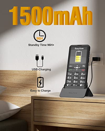 Easyfone Prime-A7 4G Big Button Cell Phone For Seniors | Easy-To-Use | Clear Sound | 2.0'' Hd Display | Sos Button W/Gps | Unlocked (T-Mobile & Mvnos) | 1500Mah Battery And Charging Dock (Black) #TOP5