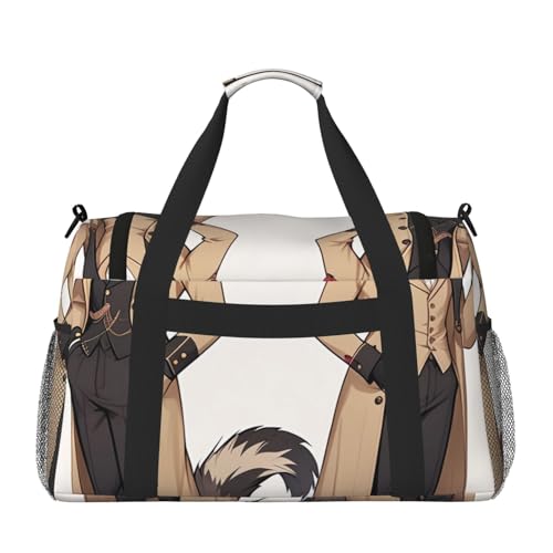 French Fashion Model Ferrets Print Travel Duffle Bag - Foldable Personal Item Travel Bag for Women & Men,13x10.2x19.72