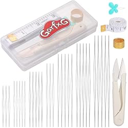 GarfxG 31 Pcs Big Eye Seed Collapsible Bead Needle Set with Beading Tools | 7 Sizes Seed Beading Needles with Thimble, Scissors, Threaders and Ruler for Jewelry Bracelets Making & DIY Crafting