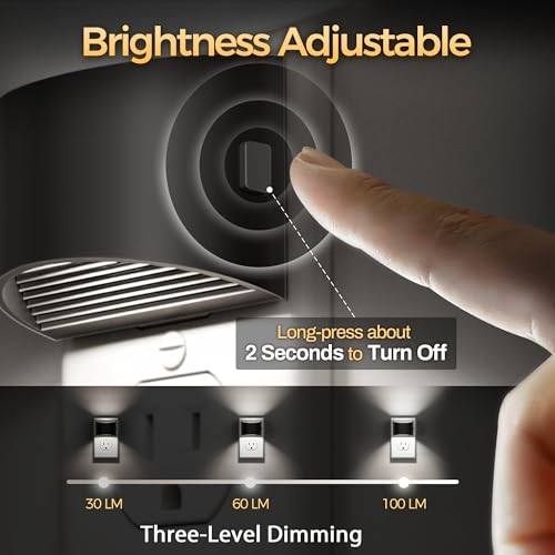 DORESshop LED Night Light[4 Pack], Night Lights Plug into Wall, 3 Level Brightness Adjustable Plug in Night Light, Dusk to Dawn Sensor, Nightlights for Adults, Bedroom, Bathroom, Hallway, 5000K — view 2
