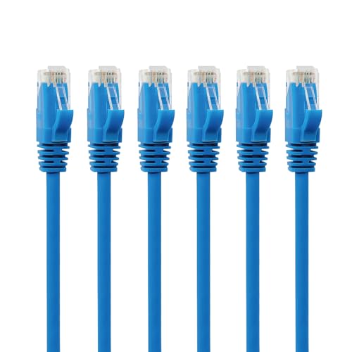 Tecmojo Ethernet Cable 1M, CAT 6 Ethernet Cable 6 Pack LAN Gigabit, RJ45 Pure Copper Core 1000Mbps for 250Mhz/s Cord, Network Patch Cord for Router Modem Patch Panel Faster Than Cat 5e/Cat 5, Blue