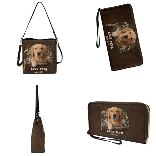 Image of Bucket Crossbody Bag Set for Women Lady, Leather Purse and Wallet Set Large Bucket Bag with Wallet