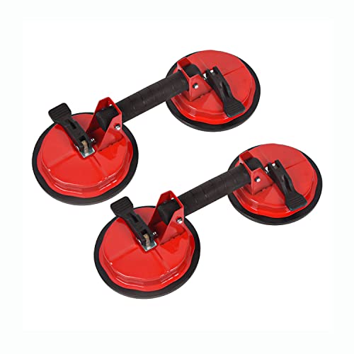Dawot Glass Suction Cup, 2 Pack 5.8in Adjustable Vacuum Suction Cups Heavy Duty Industrial Tile Suction Cup to Lift Large Glass for Replace Windshield, Tile Granite Lifting 220lbs Load Capacity（Red）