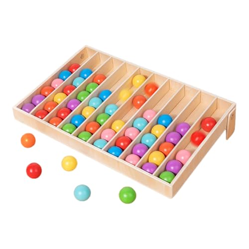 Lanmijia Juguetes Sensoriales de Clasificación por Colores,Juego Clasificación Bolas De Colores | Juguete De Madera Para Desarrollo Cognitivo | para Niños Homeschool Guardería Preescolar Tutoría Viaje