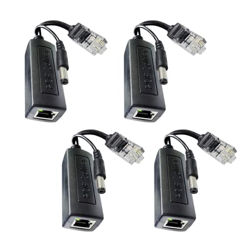 Image of 4-Pack Power Over Ethernet Adapter PoE Splitter Active 48V to 12V Compatible with POE Devices Switches IP Camera IP Phone POE4