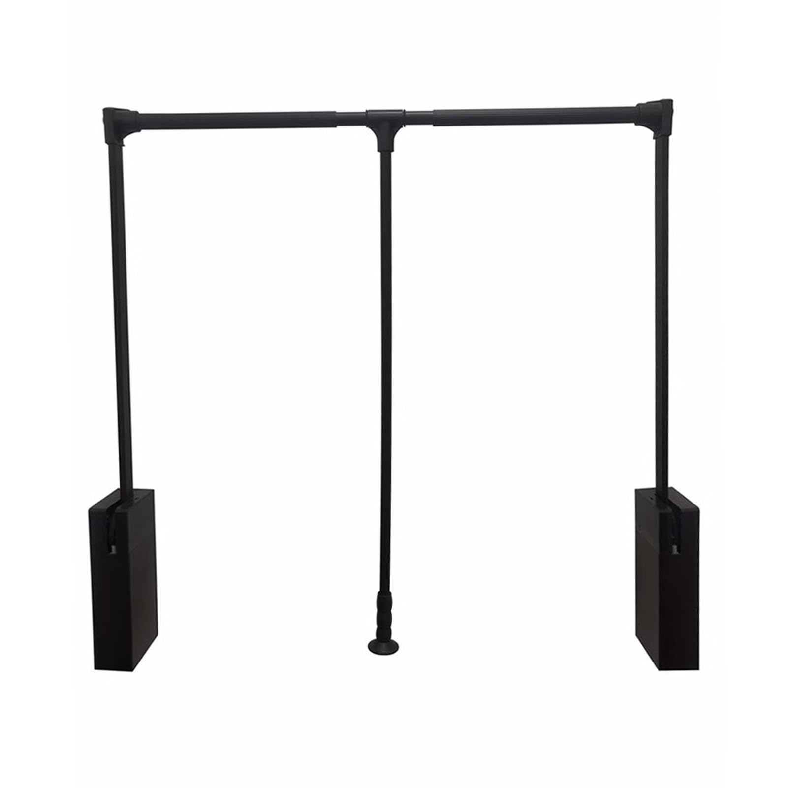 HTTGDGDH Adjustable Pull Down Closet Rod With Pneumatic Buffer, Wardrobe Rail 45-120Cm, Heavy Duty Clothes Hanger, 25Kg Load-Bearing, Space-Saving Wardrobe Organizer,Black-66-89cm