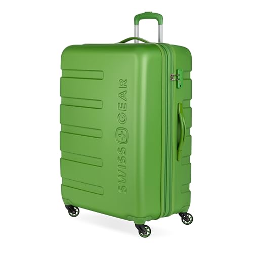 SwissGear 7366 Hardside Expandable Luggage with Spinner Wheels, Green, Checked-Large 27-Inch