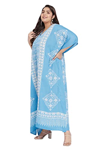 Image of Oussum Plus Size Kaftan Dresses for Women, Polyester Summer Caftan Cover Up Maxi Beach Dress, 1X-3X