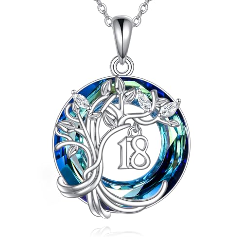 Collier femme argent 925 cristal : pendentif arbre de vie tendance