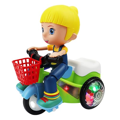 Triciclo, pedicab musical 360 para niño con música dinámica y luces geniales, simulación de montar en triciclo (rojo) Hyf725 (B, talla única)