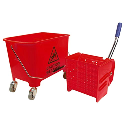 Image of Mini Mop Bucket Wringer Trolley (20 LTR, Red) ABS Plastic Material with Check Duster Cloth Free (GIVE Order Maximum 2 Qty WE Cant DISPETCH More Than 2 Qty