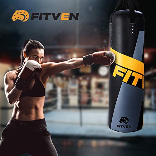 FITVEN Punching Bag with Wall Bracket for Man Women Kids, Indoor/Garden Boxing Bag, Heavy Bag for MMA Kickboxing - 50LB - Thumbnail 5