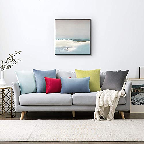 Image of Khooti Velvet 200 TC Cushion Cover Pack Of 1-12 inchX18 inch /30X46 Cm-Ice Blue-Soft Pillow Covers Cushion Case For Sofa Bedroom Living room Chair Car