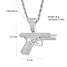 Rrdaily Hip Hop Zircon Pistol Pendant Necklace Stainless Steel Rice Rope Chain Gun Necklace for Men Jewelry Gifts (Silver)