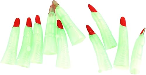Toyvian 50 dedos de bruja de Halloween, dedos de bruja que brillan en la oscuridad, dedos falsos para niños, puntero de lectura de dedos, regalo