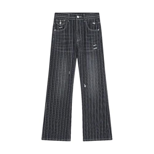 Men's Vertical Nail Button Washed Jeans Striped Niche Design Denim Pants