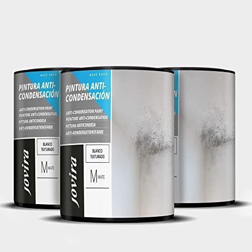JOVIRA PINTURAS Pintura Anticondensación, Antihumedad antimoho exterior-interior. Eficaz para paredes de yeso, hormigón, cemento. (3x750 Mililitros)