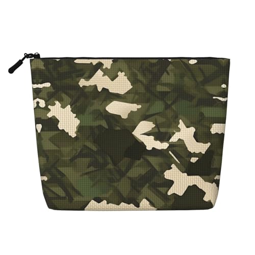 SamLng Organizador de artículos de tocador versátil de camuflaje militar: bolsa de maquillaje de cáñamo falso, bolsa de aseo de viaje, bolsa de accesorios de maquillaje cosméticos, color negro, talla