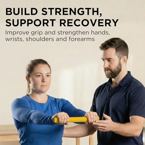 Image of THERABAND FlexBar Resistance Bar, Extra Light, Wrist & Forearm, Yellow | Flex therapy bar for physical therapy, wrist and forearm exercise, with a non slip grip